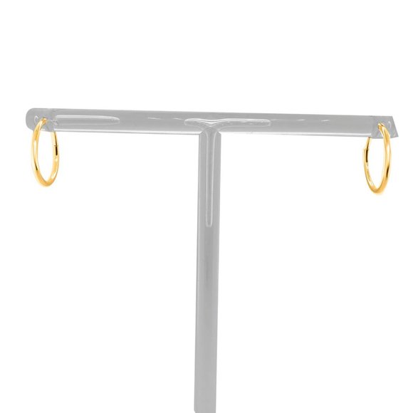 Sparkling 24K Yellow Gold Plated Simple Hoop Studs - Picture 3 of 4